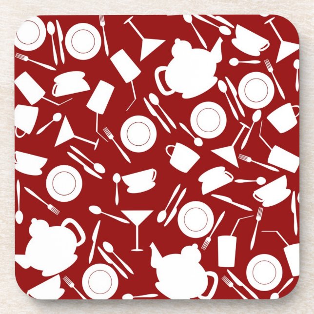 Kitchen Elements Pattern Beverage Coaster (Front)