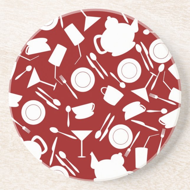 Kitchen Elements Pattern Coaster (Front)