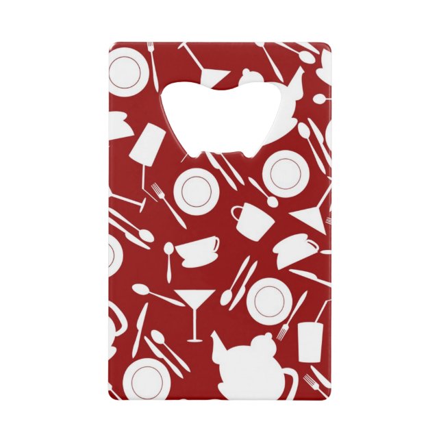 Kitchen Elements Pattern Credit Card Bottle Opener (Front)