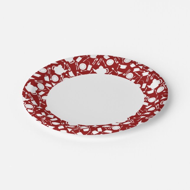 Kitchen Elements Pattern Paper Plates (Angled)