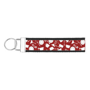 Kitchen Elements Pattern Wrist Keychain