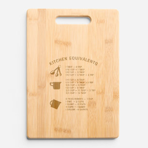 Kitchen Equivalents Bamboo Engraved Cutting Board