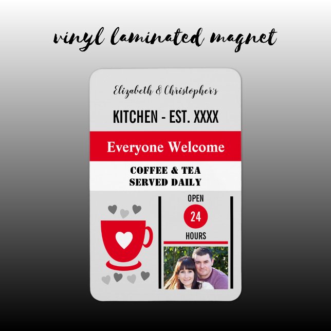 Kitchen est year coffee tea red photo magnet (Creator Uploaded)