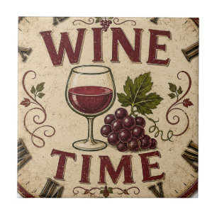 Kitchen Farmhouse Decor Wine Time Ceramic Tile