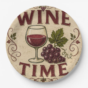 Kitchen Farmhouse Decor Wine Time Paper Plates