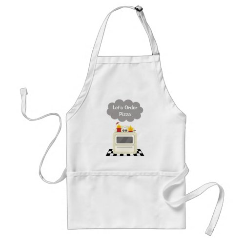 Kitchen Fire Retro Stove Lets Order Pizza Adult Apron