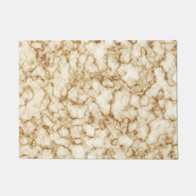 Kitchen Floor Mat - White and Gold Marble (Front)