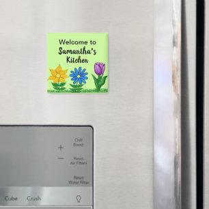 Kitchen Floral Garden Personalized Name Magnets