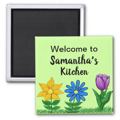 Kitchen Floral Garden Personalized Name Magnets