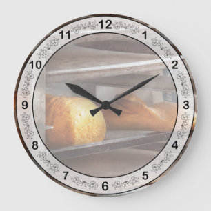 Kitchen - Food - Bread - Freshly baked bread Large Clock