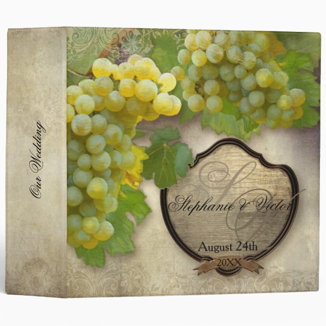 Kitchen Food Bridal Shower Recipe Vineyard Wedding 3 Ring Binder (Front/Spine)