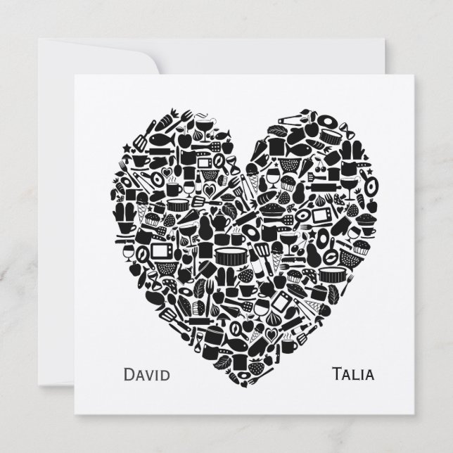 Kitchen Foodies Heart Custom Wedding Invitation (Front)