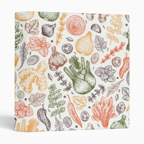 Kitchen Garden Vegetable Pattern 3 Ring Binder