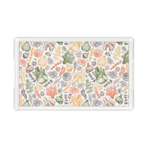 Kitchen Garden Vegetable Pattern Acrylic Tray