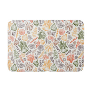 Kitchen Garden Vegetable Pattern Bath Mat
