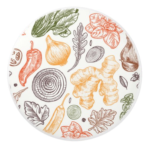 Kitchen Garden Vegetable Pattern Ceramic Knob