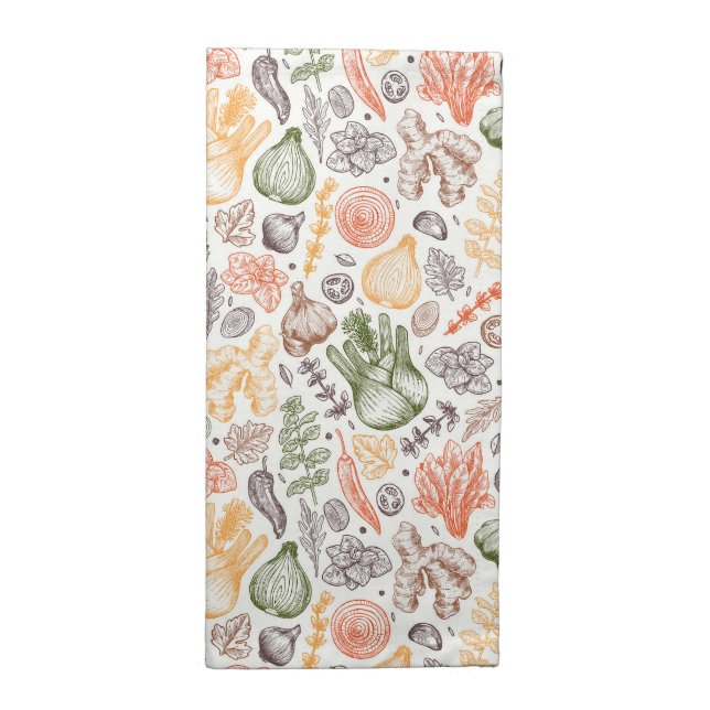 Kitchen Garden Vegetable Pattern Cloth Napkin (Half Fold)