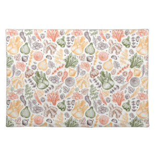 Kitchen Garden Vegetable Pattern Cloth Placemat