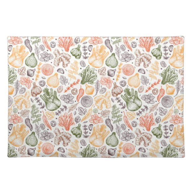 Kitchen Garden Vegetable Pattern Cloth Placemat (Front)