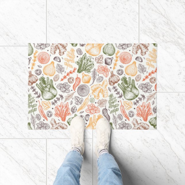 Kitchen Garden Vegetable Pattern Doormat (Indoor)