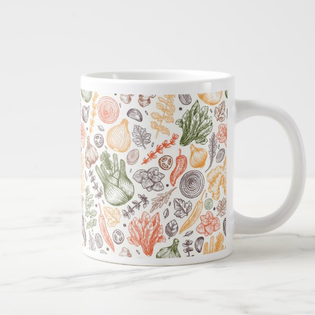 Kitchen Garden Vegetable Pattern Giant Coffee Mug (Right)