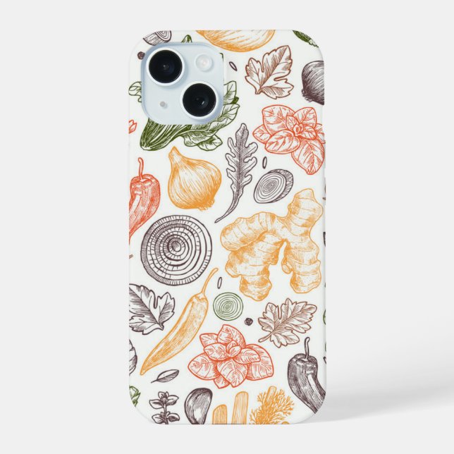 Kitchen Garden Vegetable Pattern Iphone Case (Back)