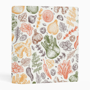 Kitchen Garden Vegetable Pattern Mini Binder