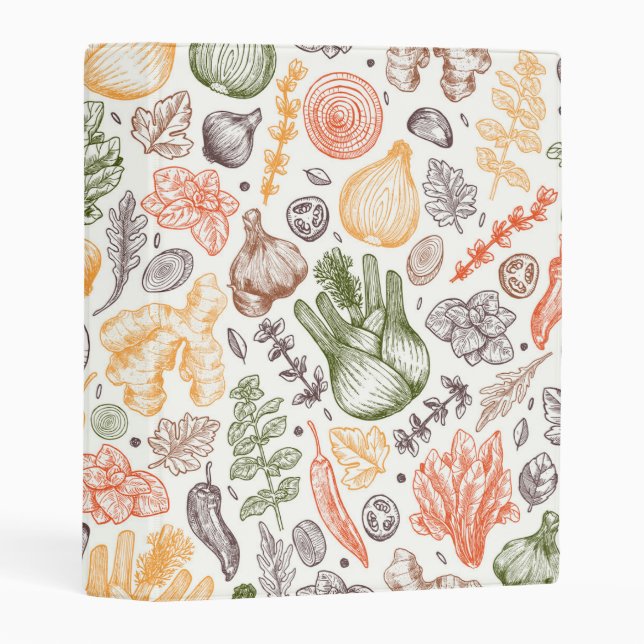 Kitchen Garden Vegetable Pattern Mini Binder (Front/Spine)