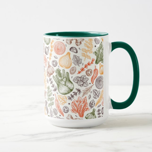 Kitchen Garden Vegetable Pattern Mug (Right)
