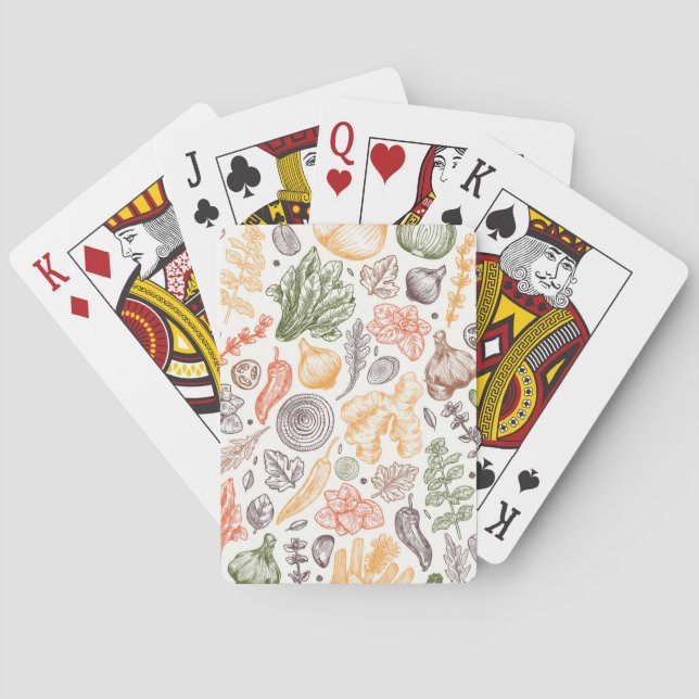 Kitchen Garden Vegetable Pattern Poker Cards (Back)