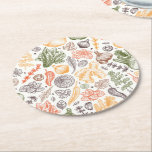 Kitchen Garden Vegetable Pattern Round Paper Coaster<br><div class="desc">Check out this cute pattern featuring garden vegetables.</div>