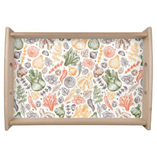 Kitchen Garden Vegetable Pattern Serving Tray