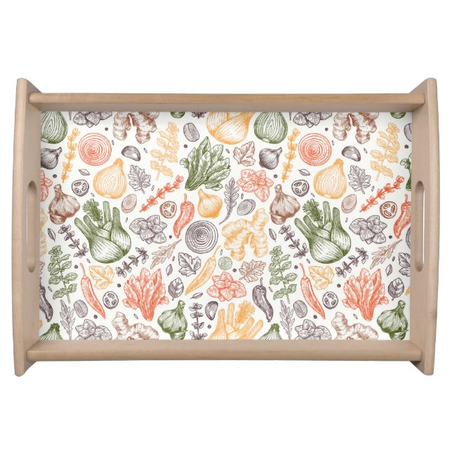 Kitchen Garden Vegetable Pattern Serving Tray (Front)
