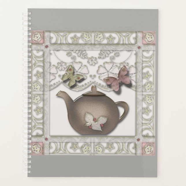 Kitchen glass tea pot beige colors planner (Front)