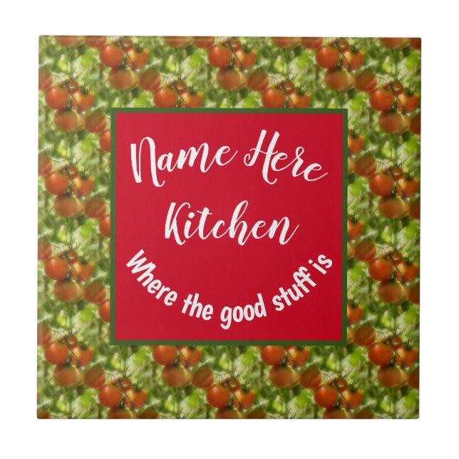 Kitchen Good Stuff Cherry Tomatoes Personalized Ceramic Tile (Front)