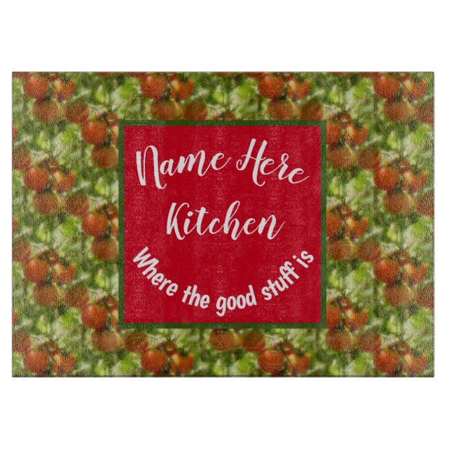 Kitchen Good Stuff Cherry Tomatoes Personalized  Cutting Board (Front)