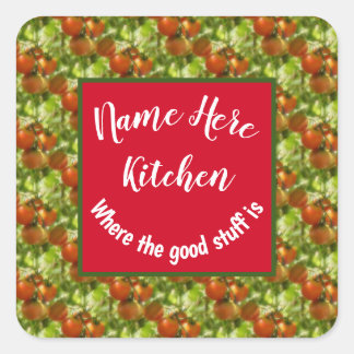 Kitchen Good Stuff Cherry Tomatoes Personalized  Square Sticker