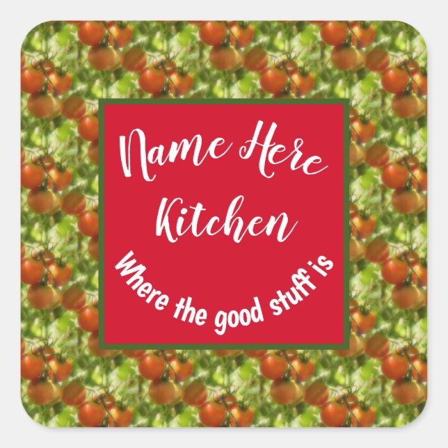Kitchen Good Stuff Cherry Tomatoes Personalized  Square Sticker (Front)