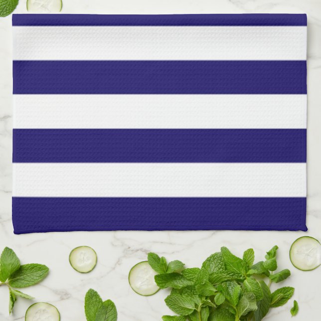 Kitchen Hand Towel/Blue and White Stripes Towel (Folded)