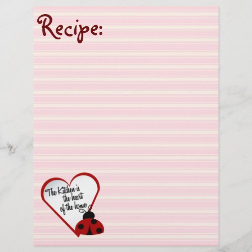 Kitchen Heart of Home Ladybug Recipe Paper
