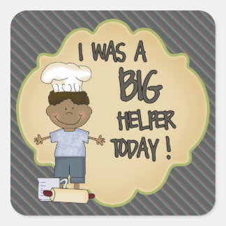 Kitchen Helper Reward Stick Blue Stripes Square Sticker