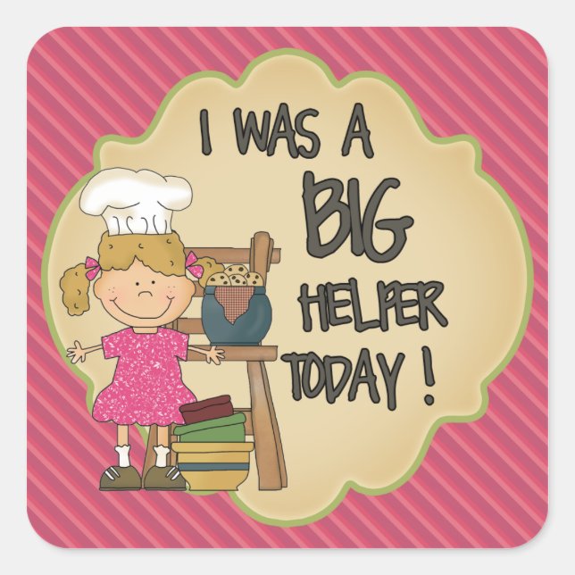 Kitchen Helper Reward Sticker Pink Stripes (Front)