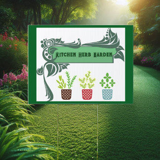 Kitchen Herb Garden Flower Pots Foliage Yard Sign