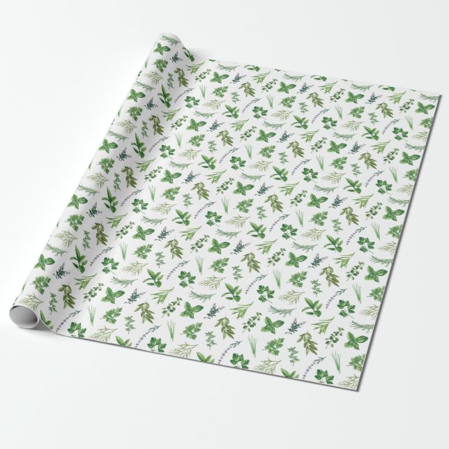 Kitchen Herbs Wrapping Paper (Unrolled)