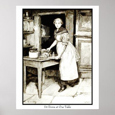 Kitchen Hospitality 1888 Vintage Illustration Poster