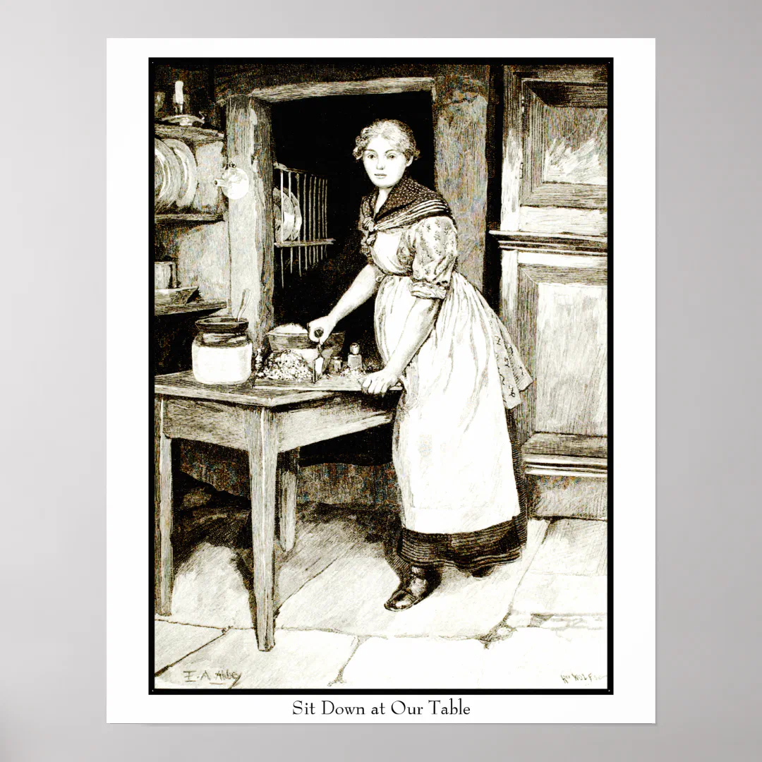 Kitchen Hospitality 1888 Vintage Illustration Poster