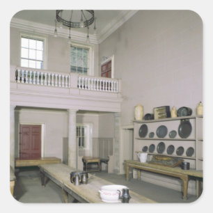 Kitchen Interior mid 18th century Square Sticker