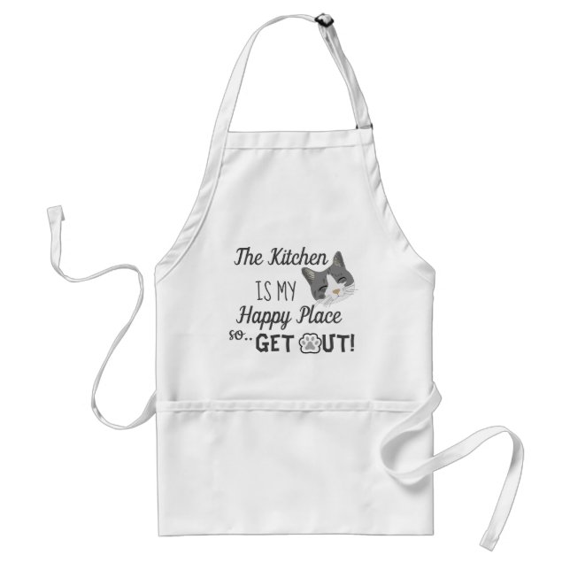 Kitchen is My Happy Place Cat Lovers Adult Apron (Front)
