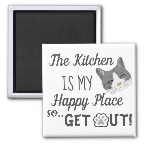 Kitchen is My Happy Place Cat Lovers Magnet
