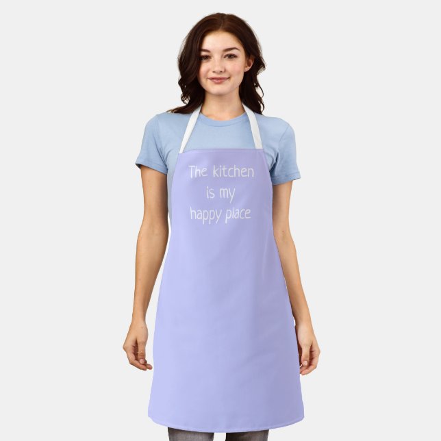 Kitchen is My Happy Place Periwinkle Purple Apron (Worn)